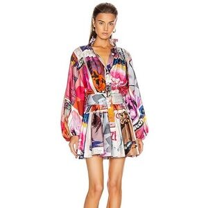 Zimmerman poster multicolor mini silk dress